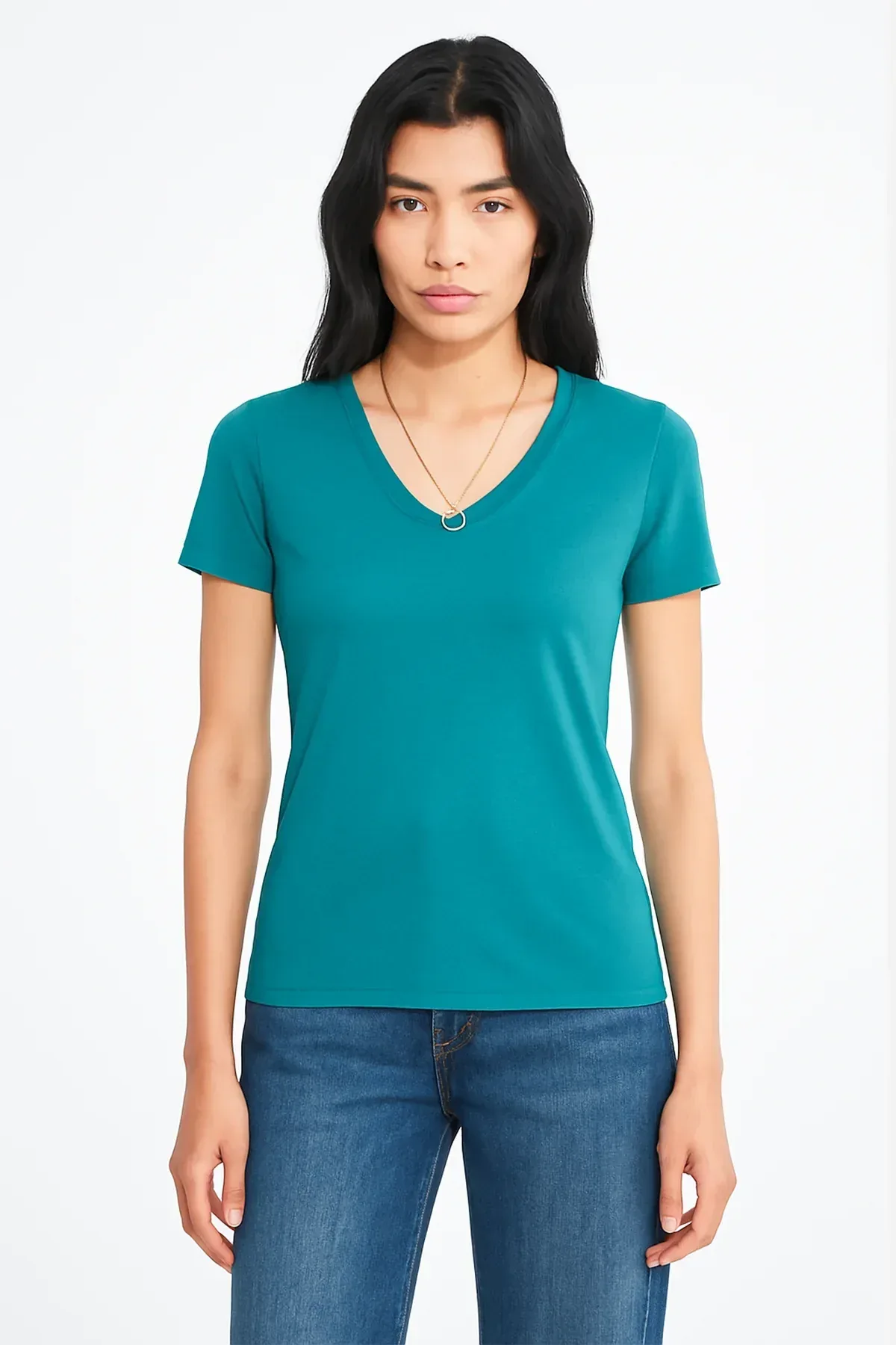 BASIC V NECK T-SHIRT FOR WOMEN