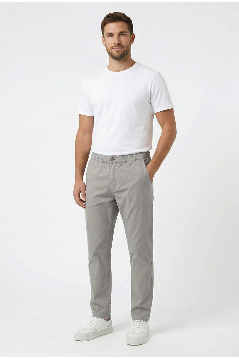 ELASTICATED REGULAR FIT PANTS FOR MEN