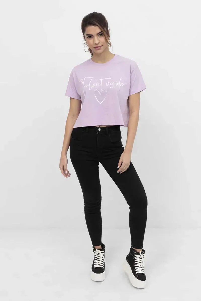 PRINTED T-SHIRT FOR WOMEN - PURPLE