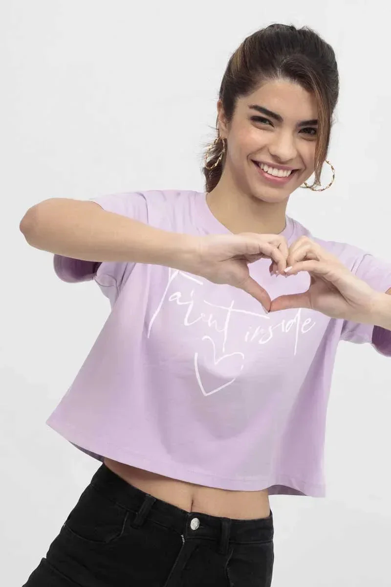 PRINTED T-SHIRT FOR WOMEN - PURPLE - Image 3