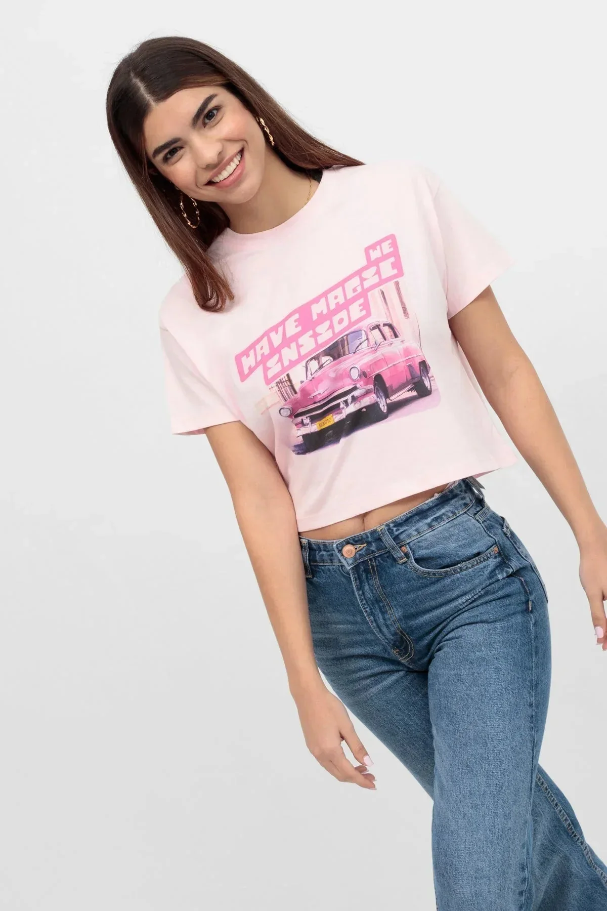 PRINTED T-SHIRT FOR WOMEN - PINK