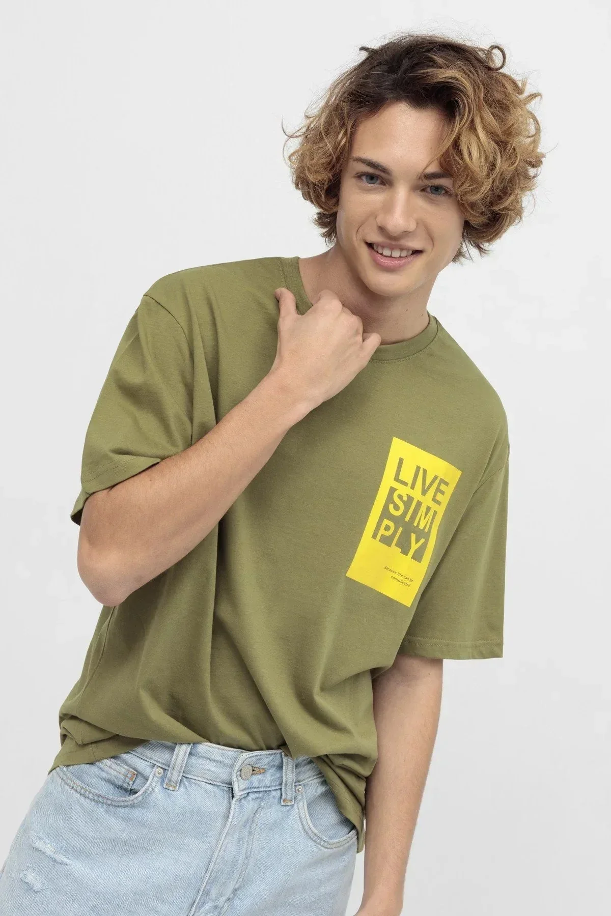 PRINTED T-SHIRT FOR MEN - KHAKI