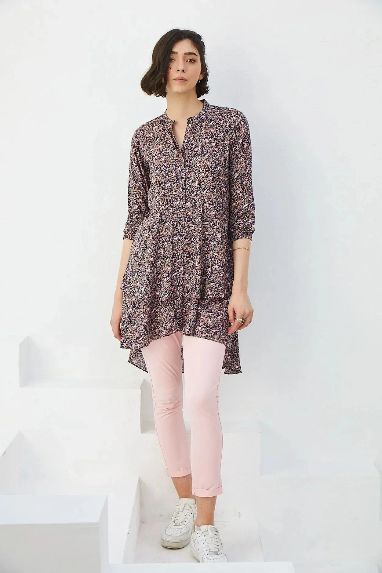 PRINTED MIDI DRESS FOR WOMEN - MULTICOLOR