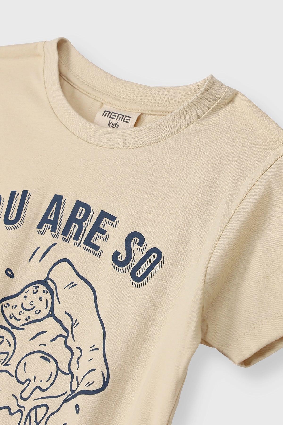 PIZZA T-SHIRT FOR BABY BOYS - BEIGE - Image 2