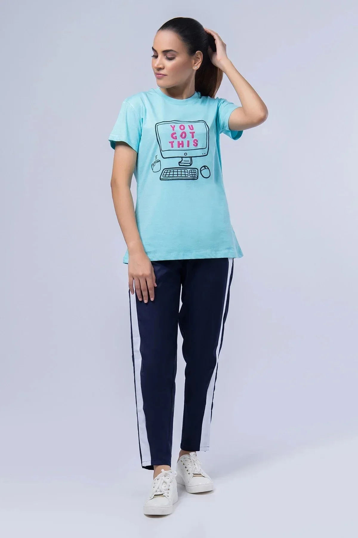 PRINTED T-SHIRT FOR WOMEN - BLUE