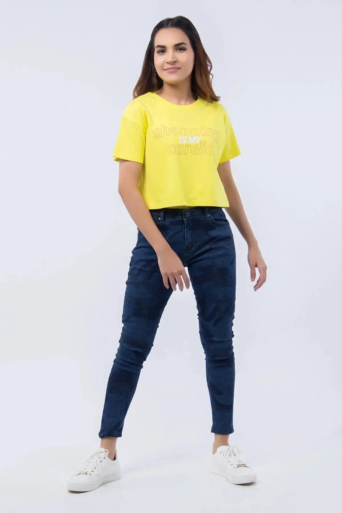 PRINTED T-SHIRT FOR WOMEN - YELLOW
