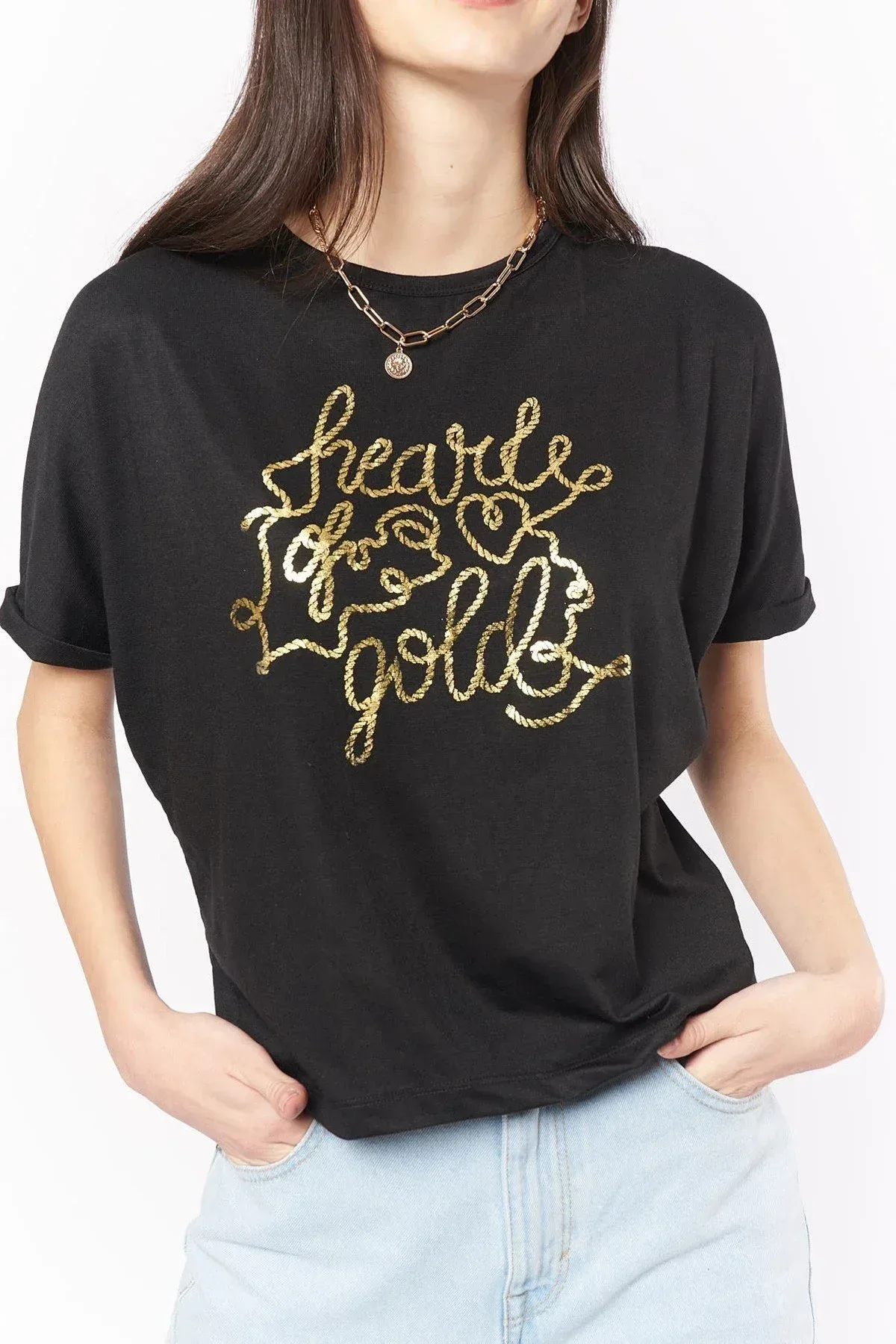 PRINTED T-SHIRT FOR WOMEN - BLACK