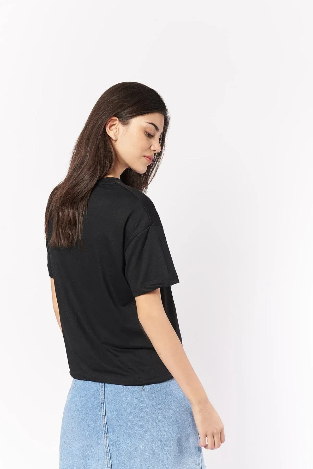 PRINTED T-SHIRT FOR WOMEN - BLACK - Image 2