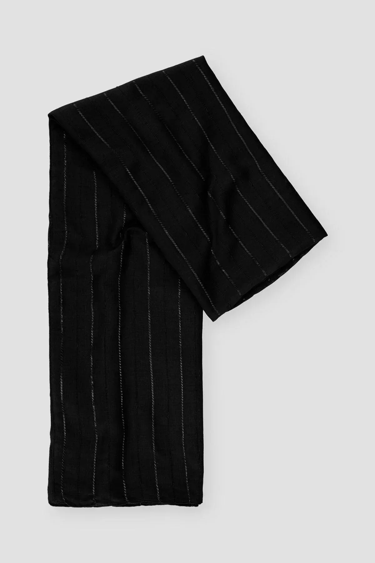 STRIPED SCARF FOR WOMEN - BLACK