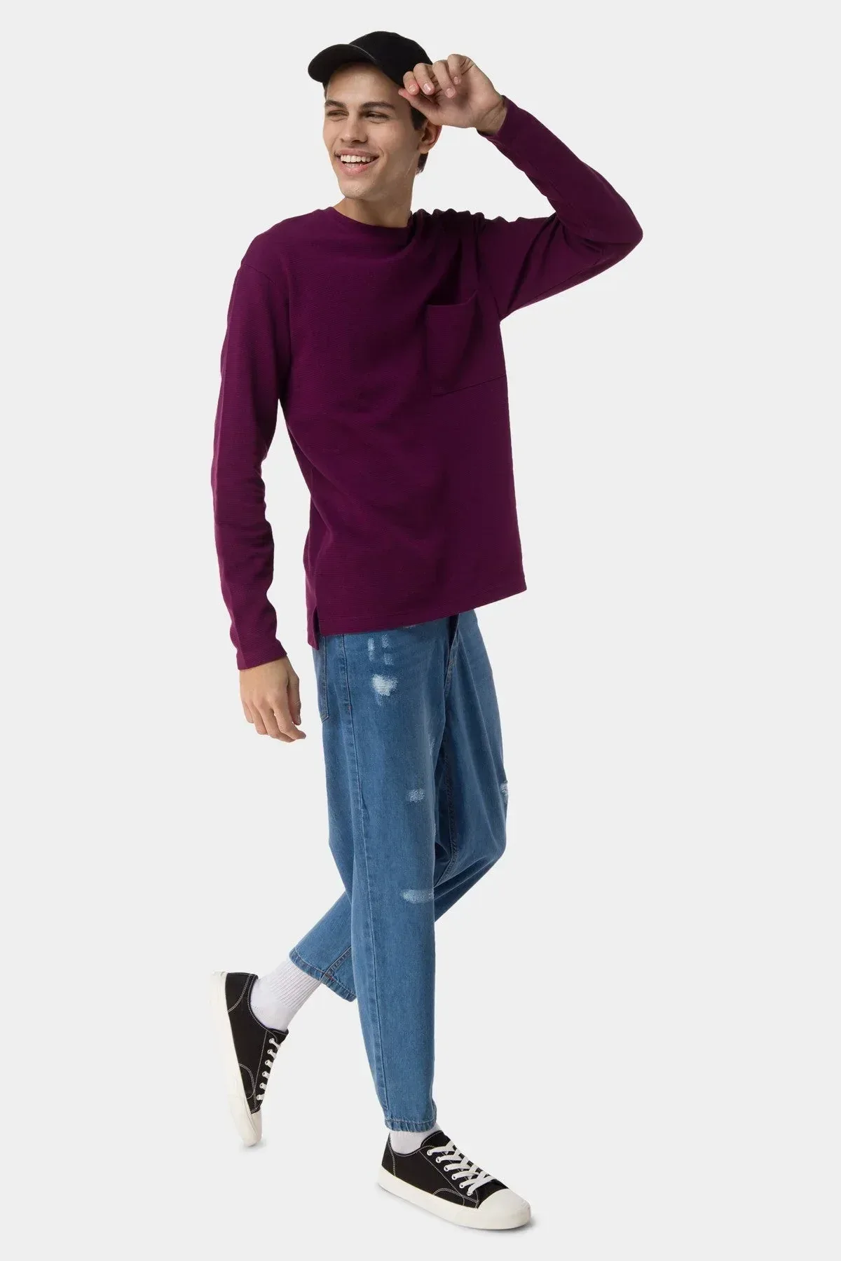 FULL SLEEVE BASIC T-SHIRT FOR MEN - PURPLE