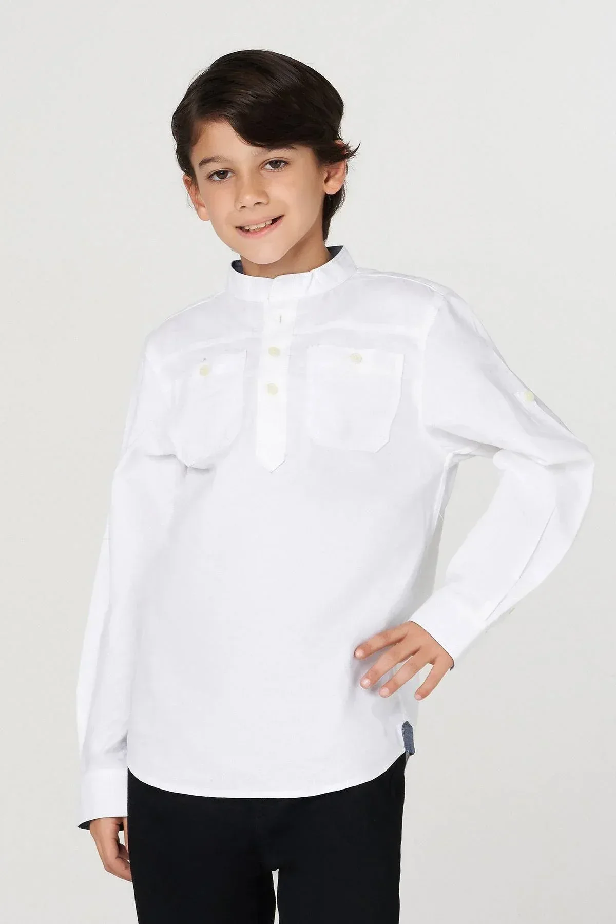 SOLID BUTTON DOWN SHIRT FOR BOYS - Image 3