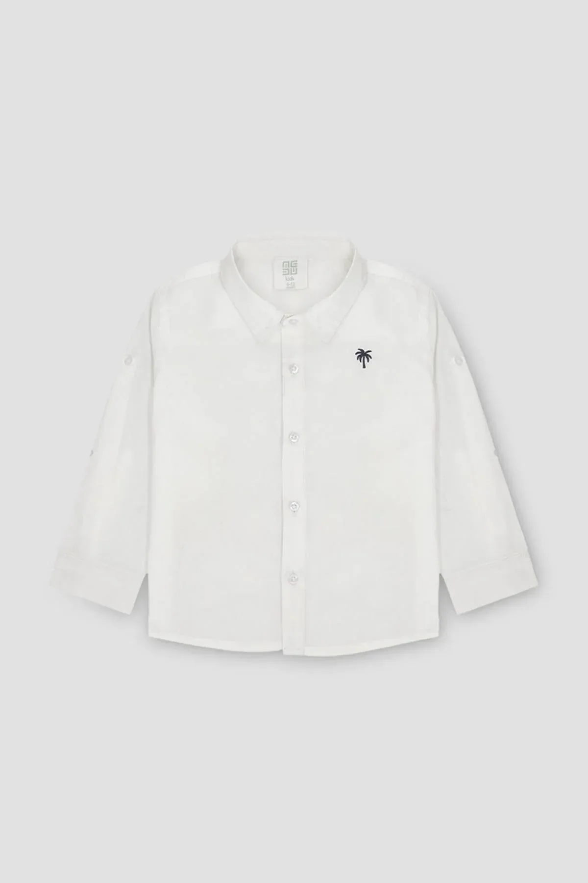 SOLID BUTTON DOWN SHIRT FOR BABY BOYS - WHITE