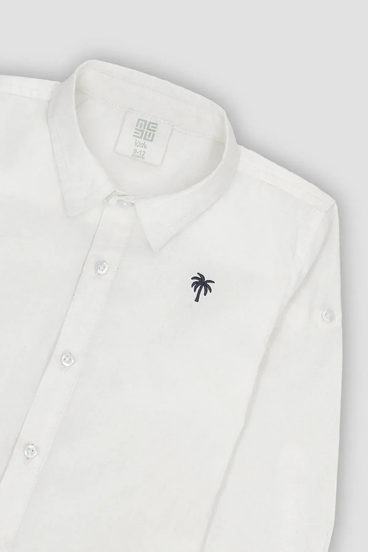 SOLID BUTTON DOWN SHIRT FOR BABY BOYS - WHITE - Image 3