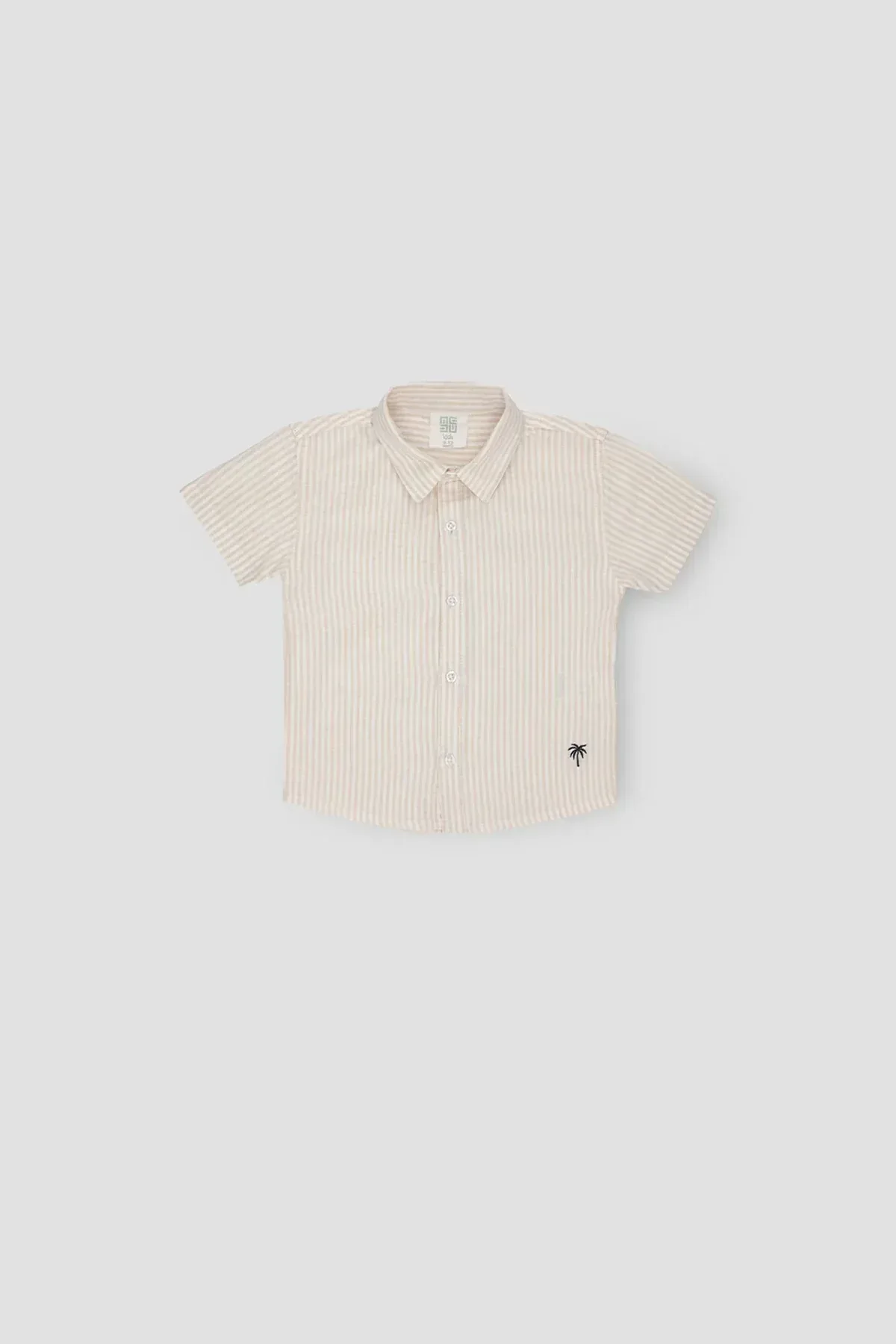 STRIPED BUTTON DOWN SHIRT FOR BABY BOYS - BEIGE