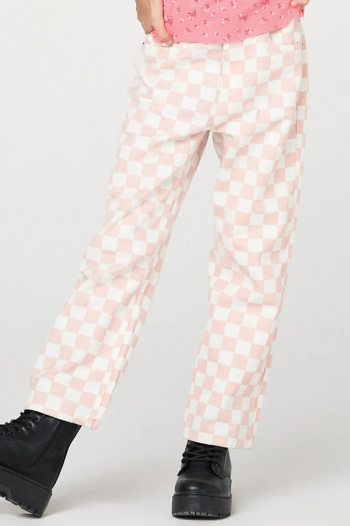 CHECKER BOARD DENIM JEANS FOR GIRLS - Image 2