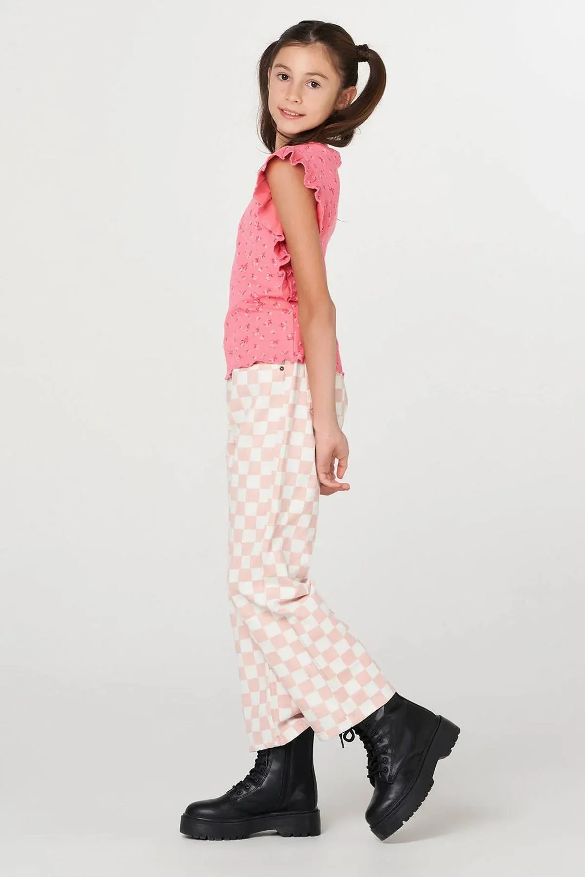 CHECKER BOARD DENIM JEANS FOR GIRLS - Image 3