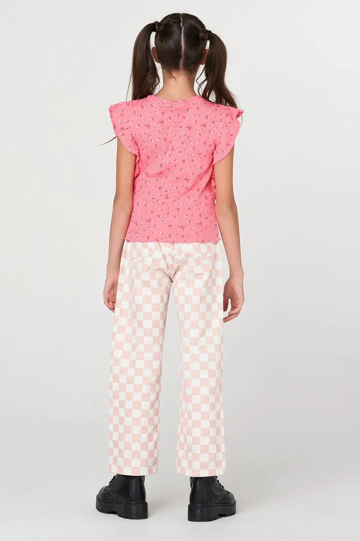 CHECKER BOARD DENIM JEANS FOR GIRLS - Image 4