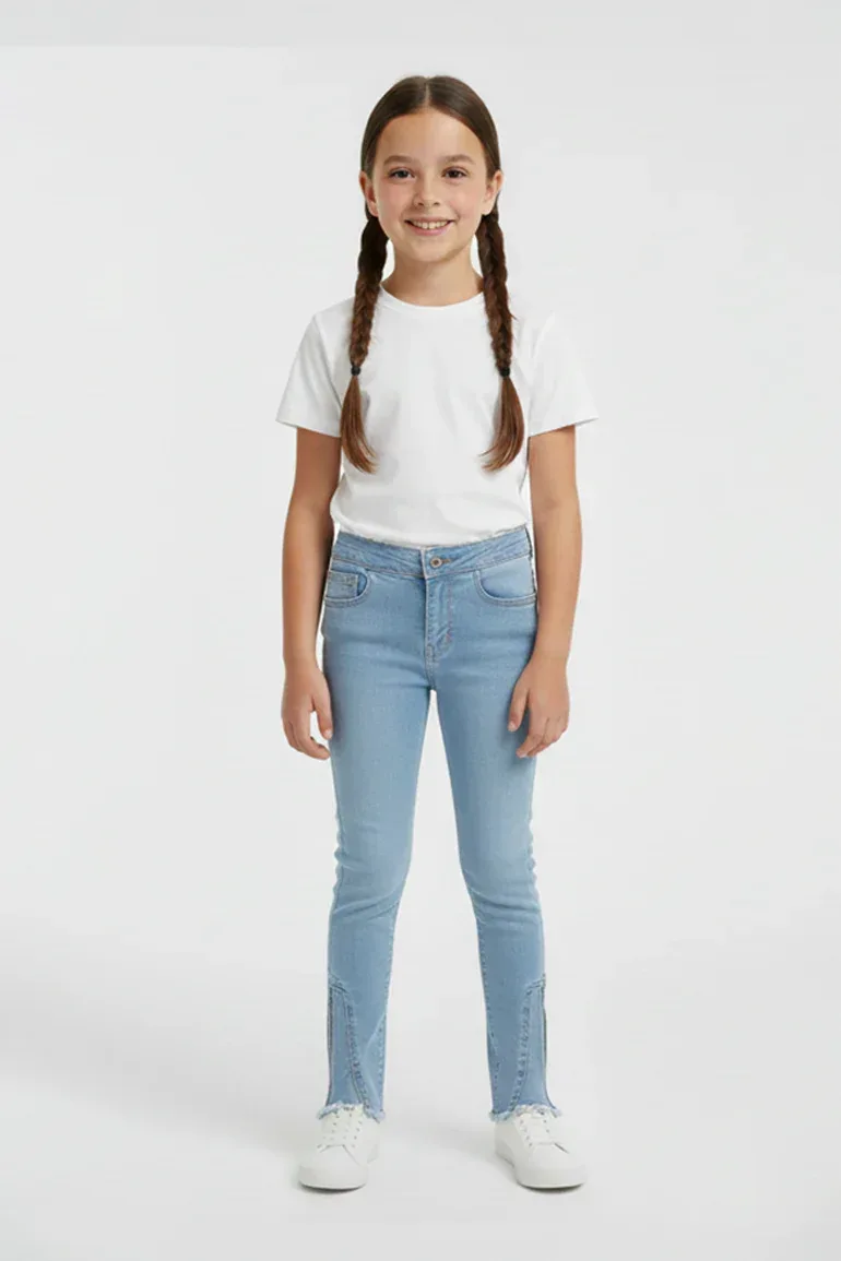 LIGHT WASH FLARED DENIM JEANS FOR GIRLS