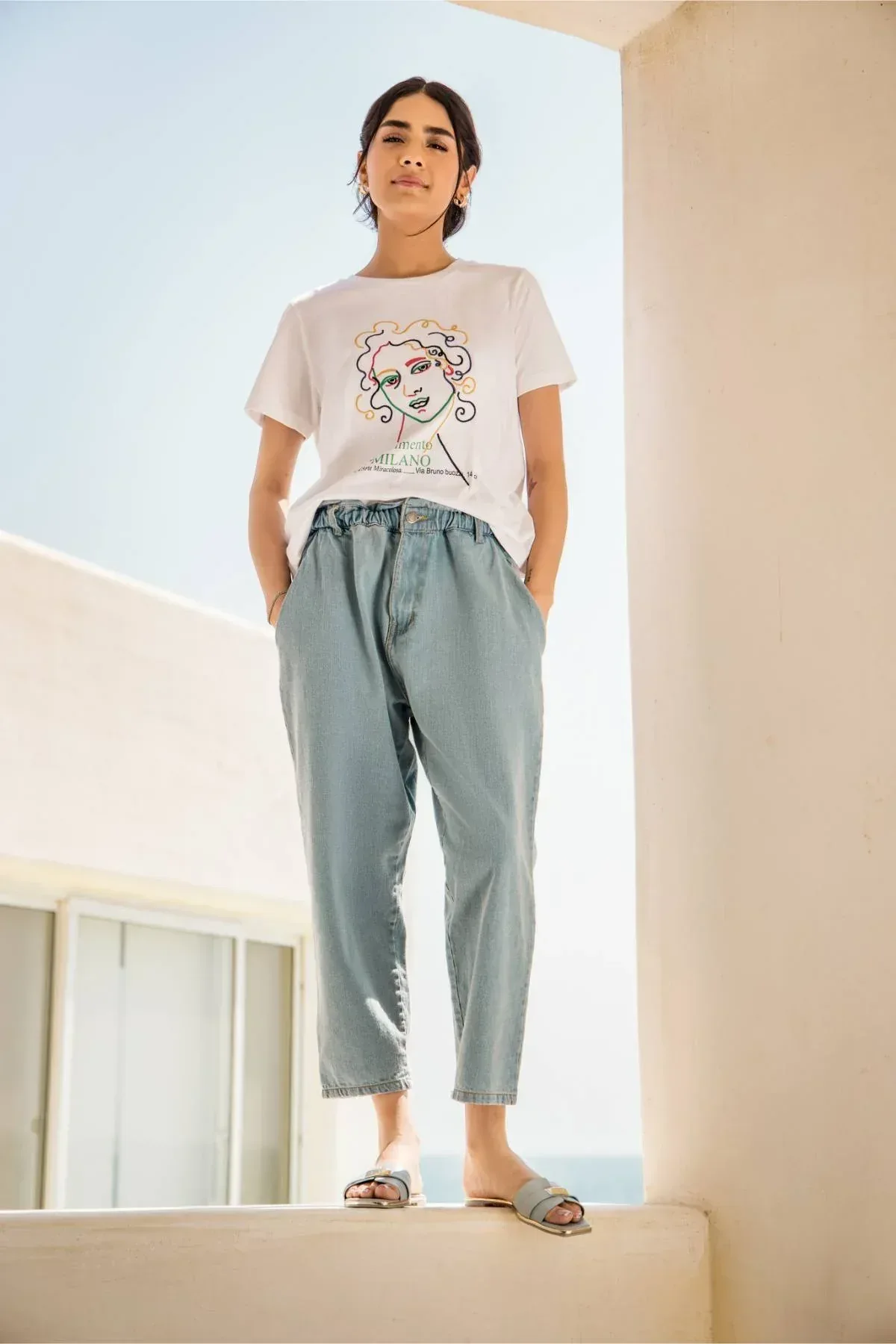 PRINTED T-SHIRT FOR WOMEN - WHITE - Image 2