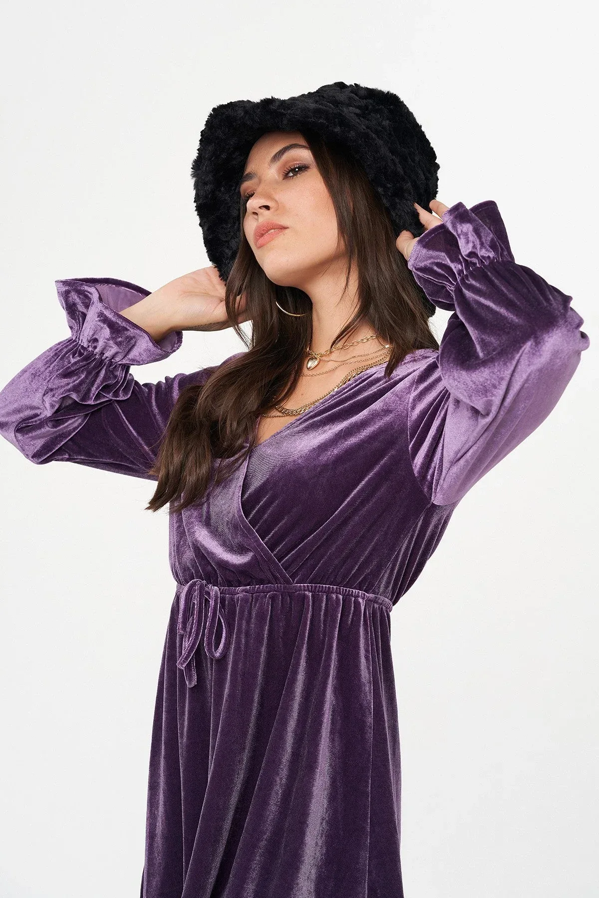 VELVET MIDI DRESS FOR WOMEN - Image 4