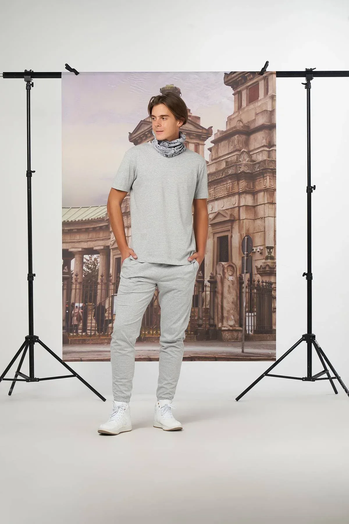 SOLID JOGGER PANT FOR MEN - HEATHER GREY - Image 3