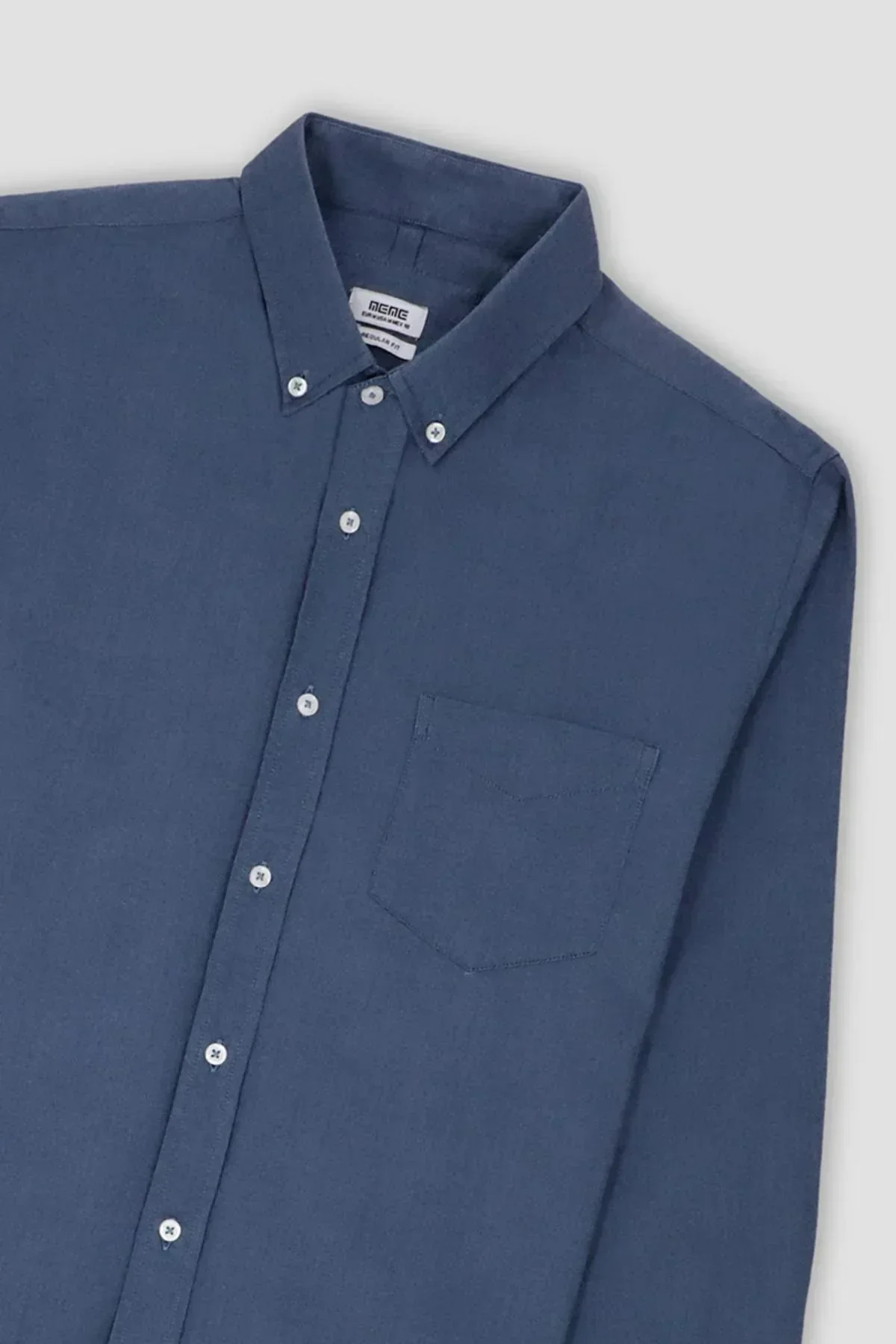 SOLID BUTTON DOWN SHIRT FOR MEN - INDIGO - Image 2