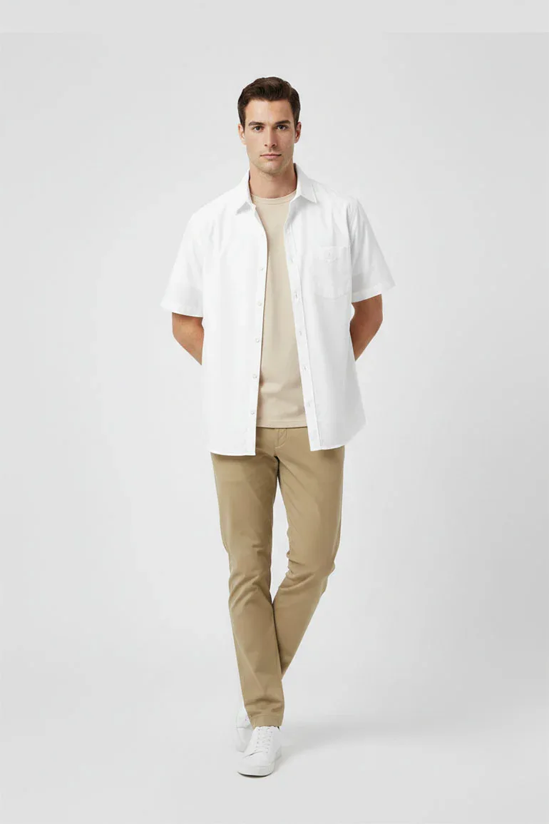 SOLID HALF SLEEVE SHIRT FOR MEN