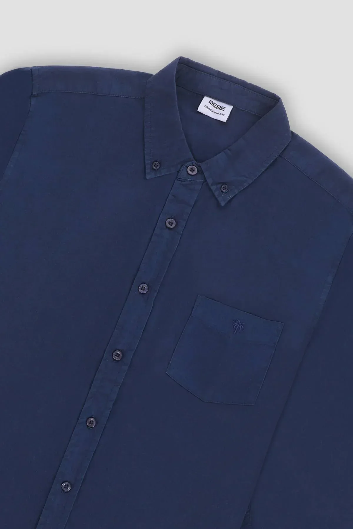 SOLID BUTTON DOWN SHIRT FOR MEN - BLUE - Image 2