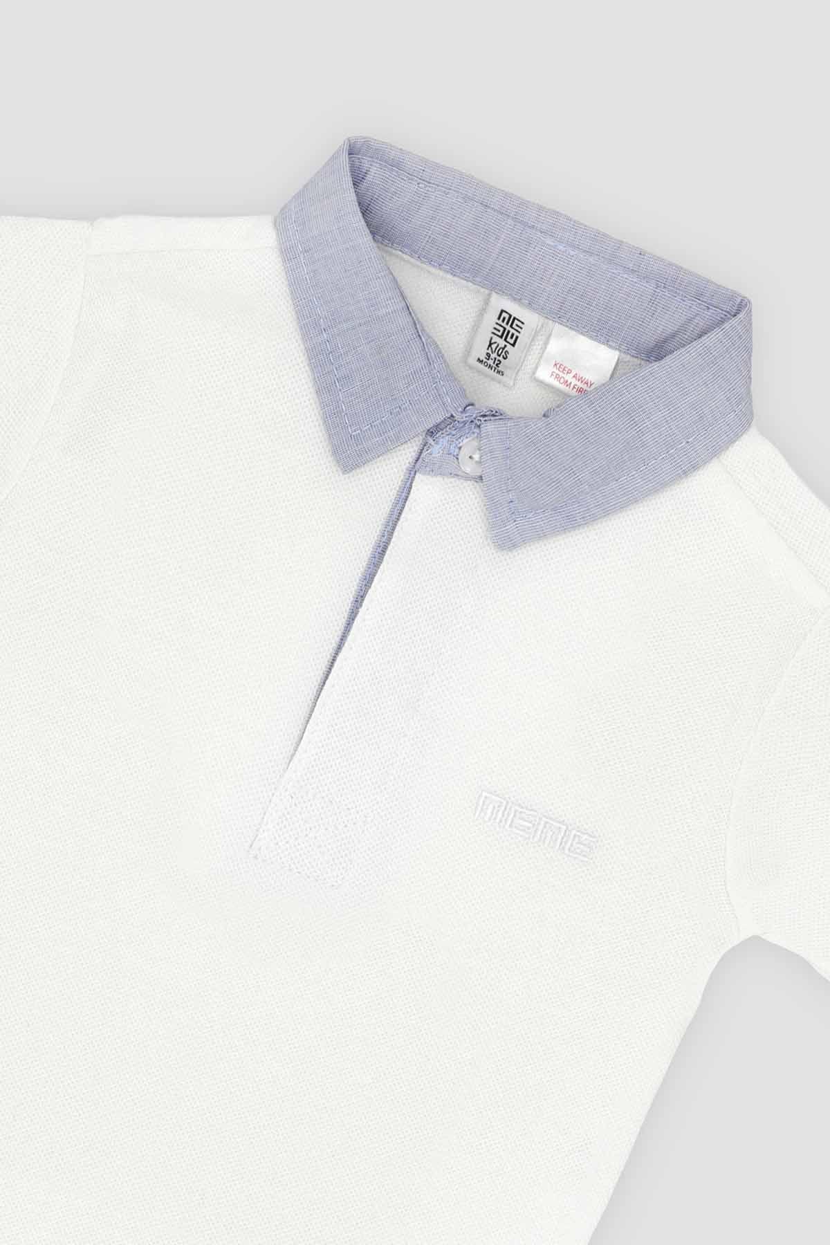 CONTRAST POLO SHIRT FOR BABY BOYS - WHITE - Image 2