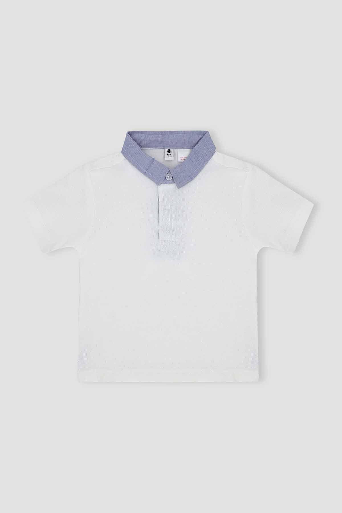 CONTRAST POLO SHIRT FOR BABY BOYS - WHITE