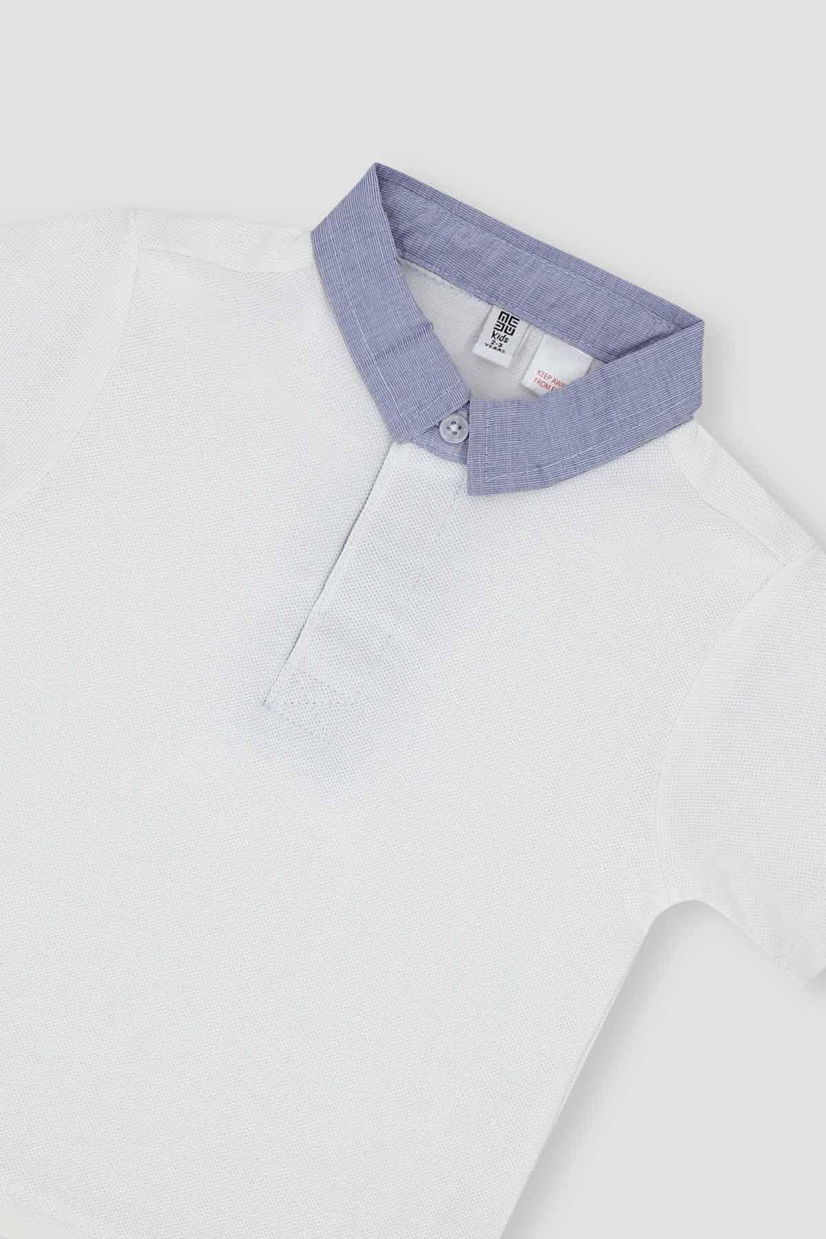 CONTRAST POLO SHIRT FOR BABY BOYS - WHITE - Image 2