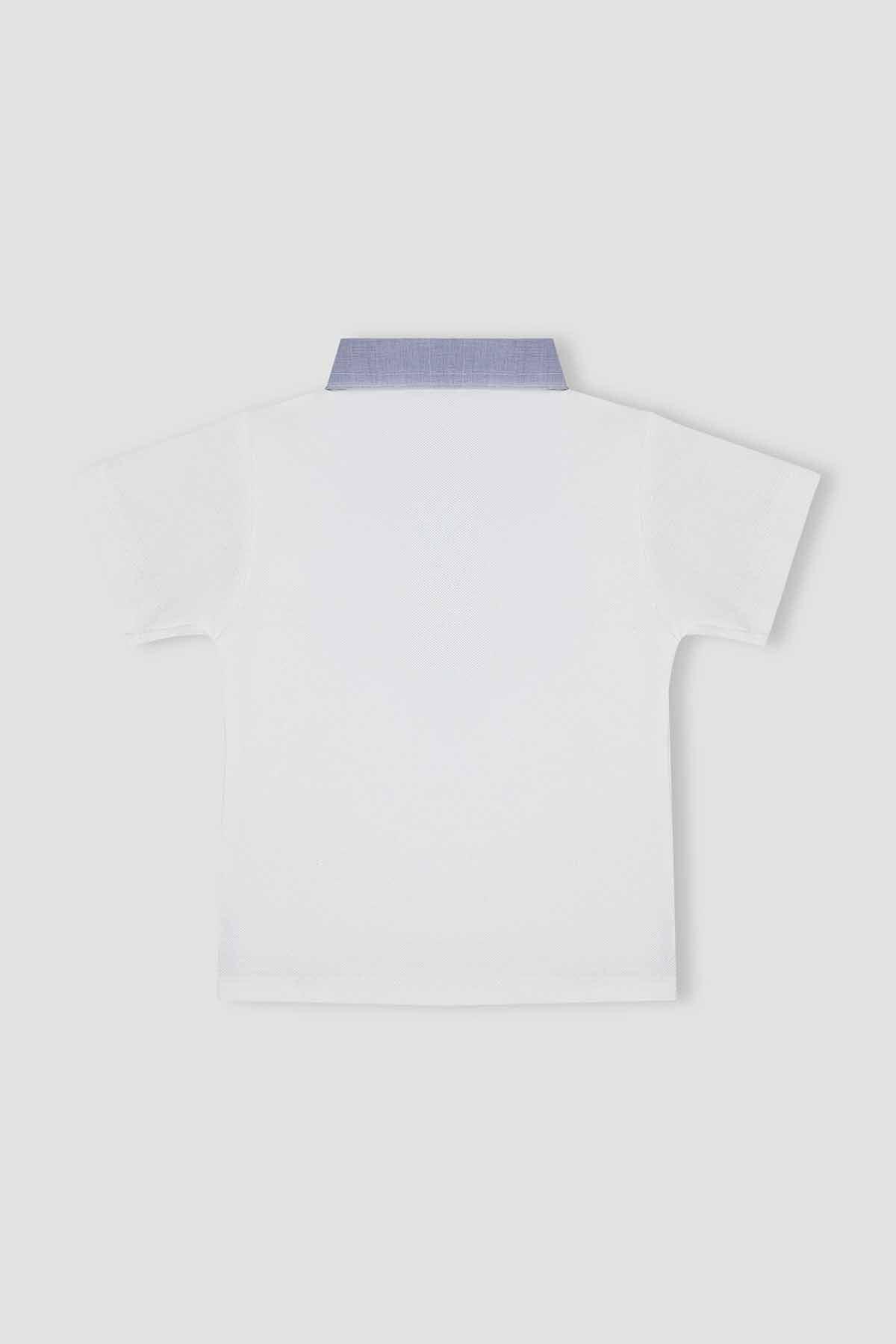 CONTRAST POLO SHIRT FOR BABY BOYS - WHITE - Image 3
