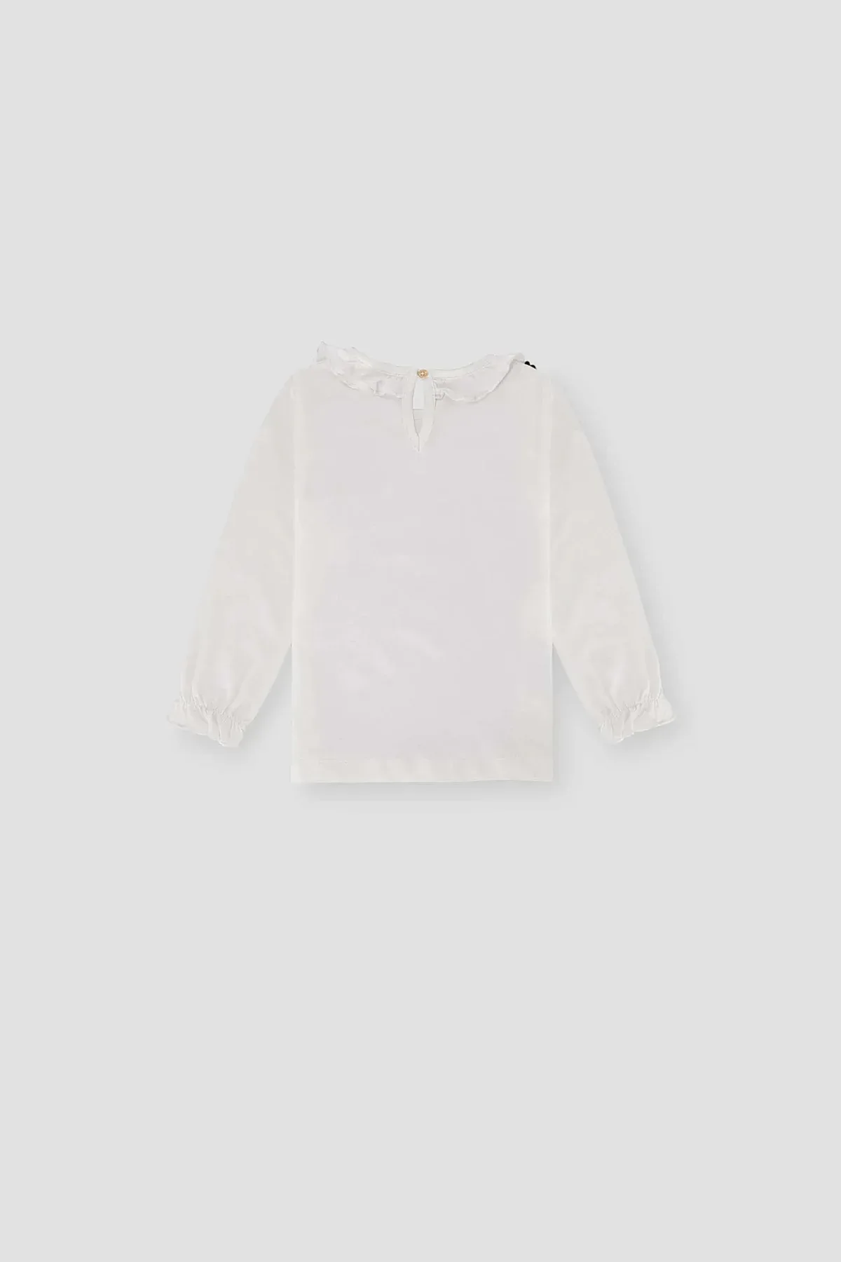 SOLID T-SHIRT FOR BABY GIRLS - WHITE - Image 3