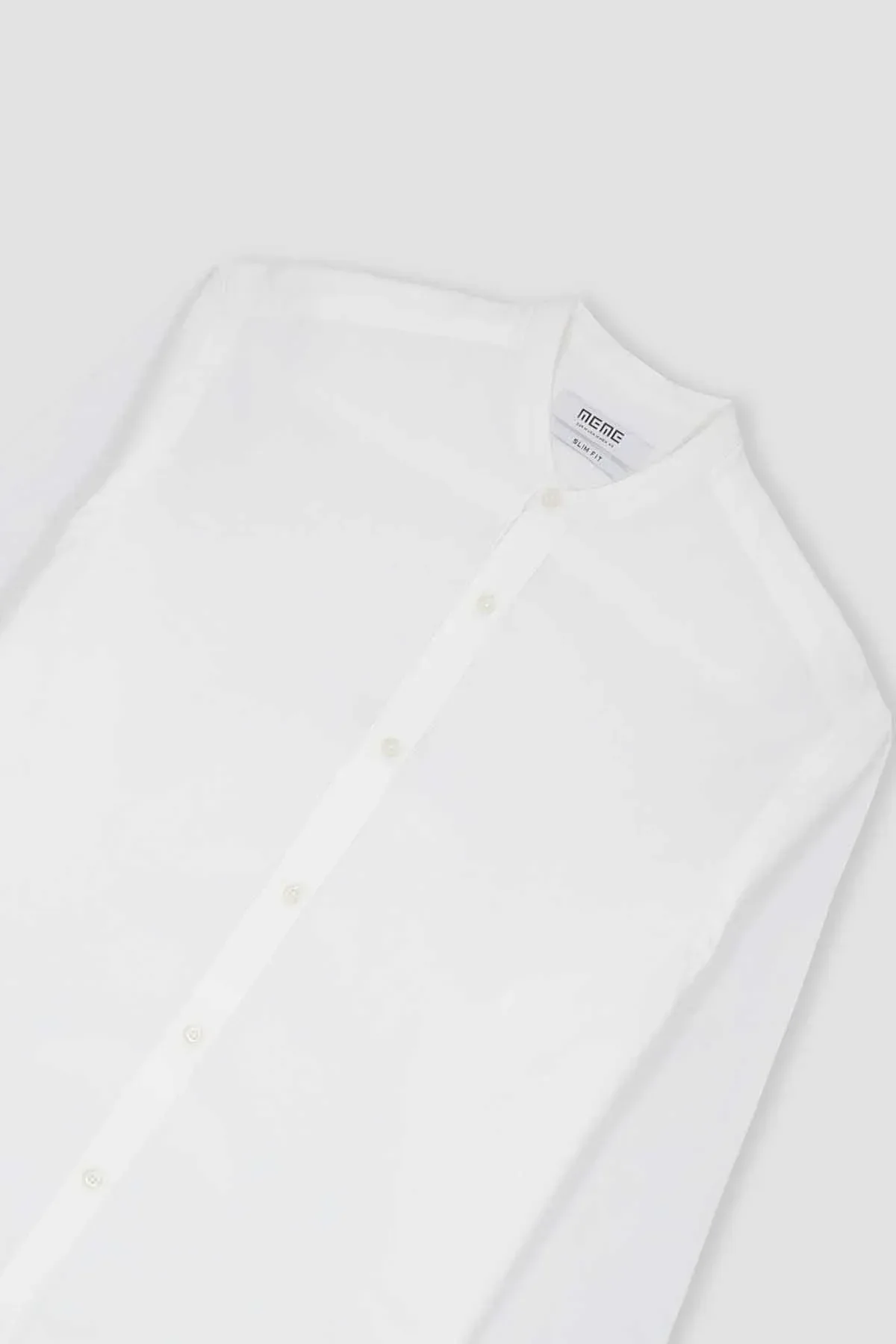MANDARIN COLLAR SHIRT FOR MEN - WHITE - Image 3