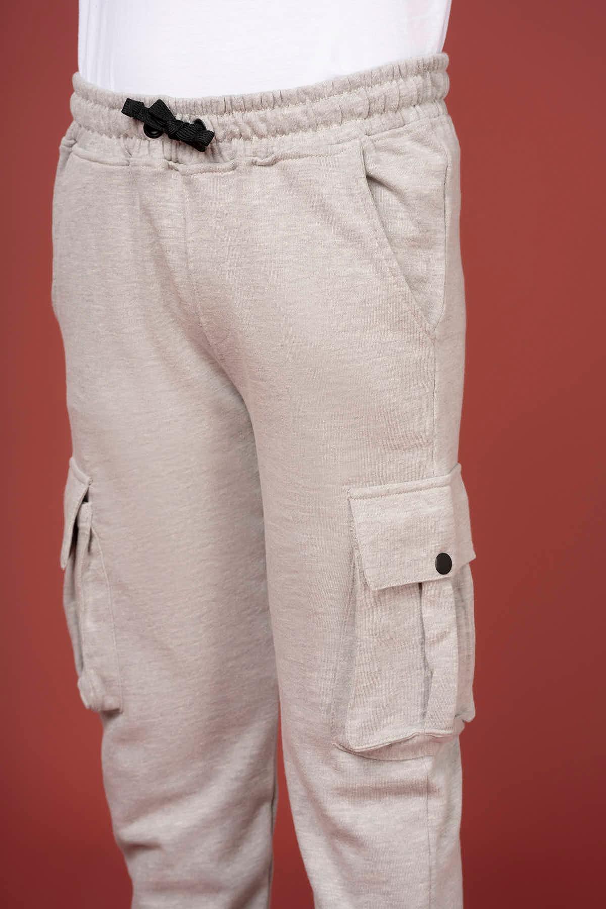 CARGO JOGGER FOR BOYS - HEATHER GREY - Image 4