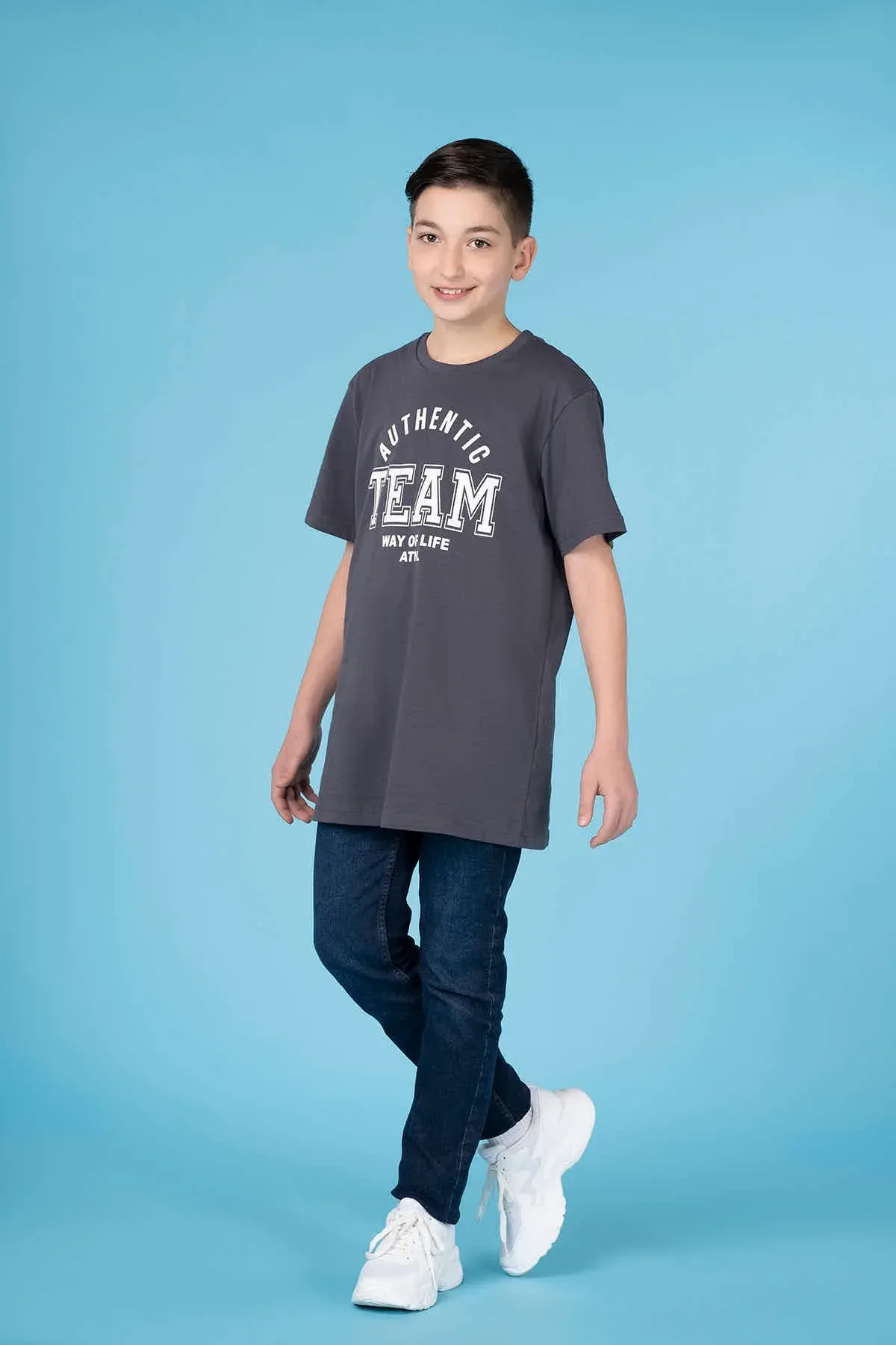 DARK WASH DENIM JEANS FOR BOYS - DARK BLUE - Image 4
