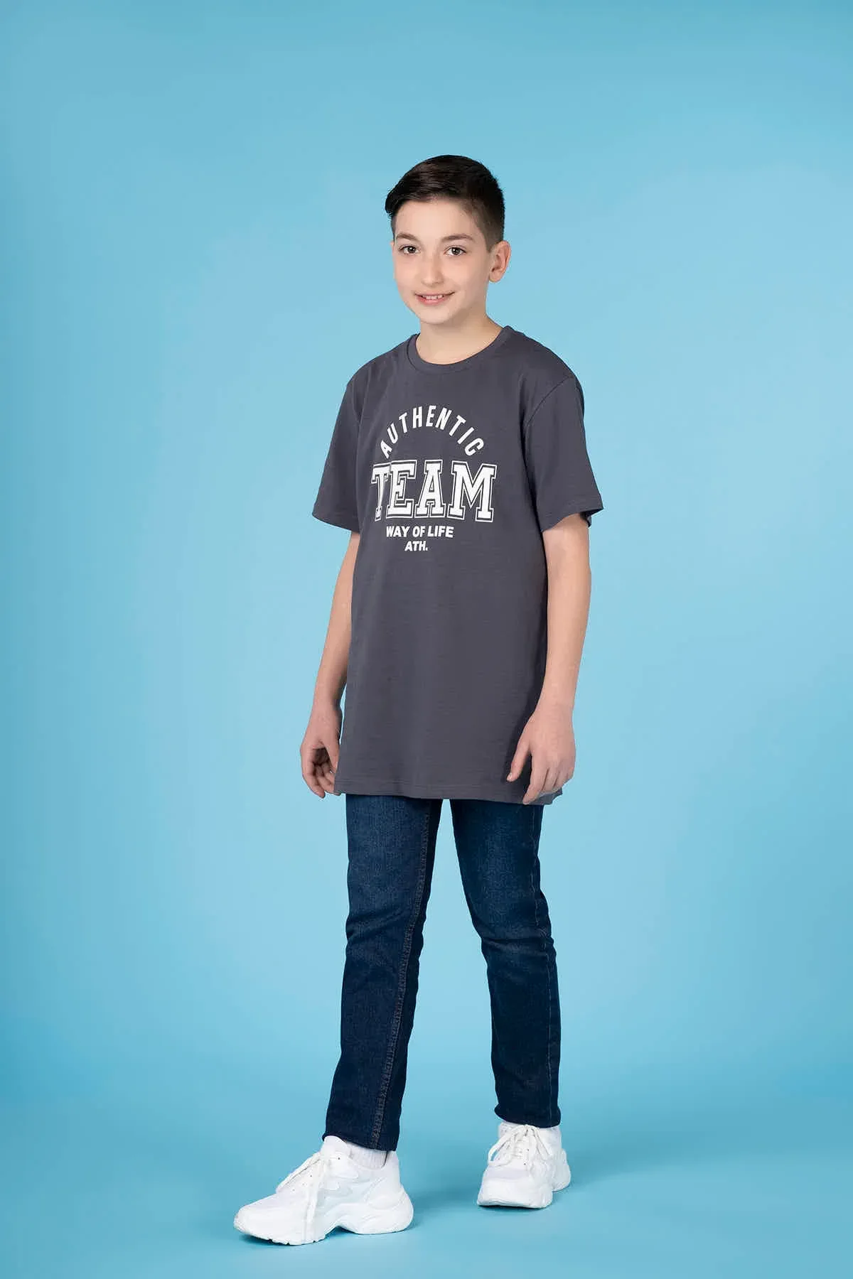 DARK WASH DENIM JEANS FOR BOYS - DARK BLUE - Image 5