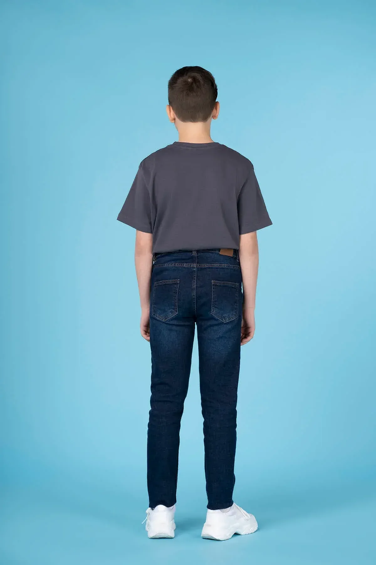 DARK WASH DENIM JEANS FOR BOYS - DARK BLUE - Image 7