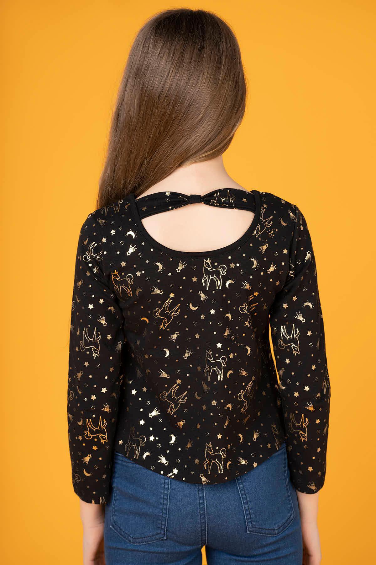 PRINTED T-SHIRT FOR GIRLS - BLACK - Image 2