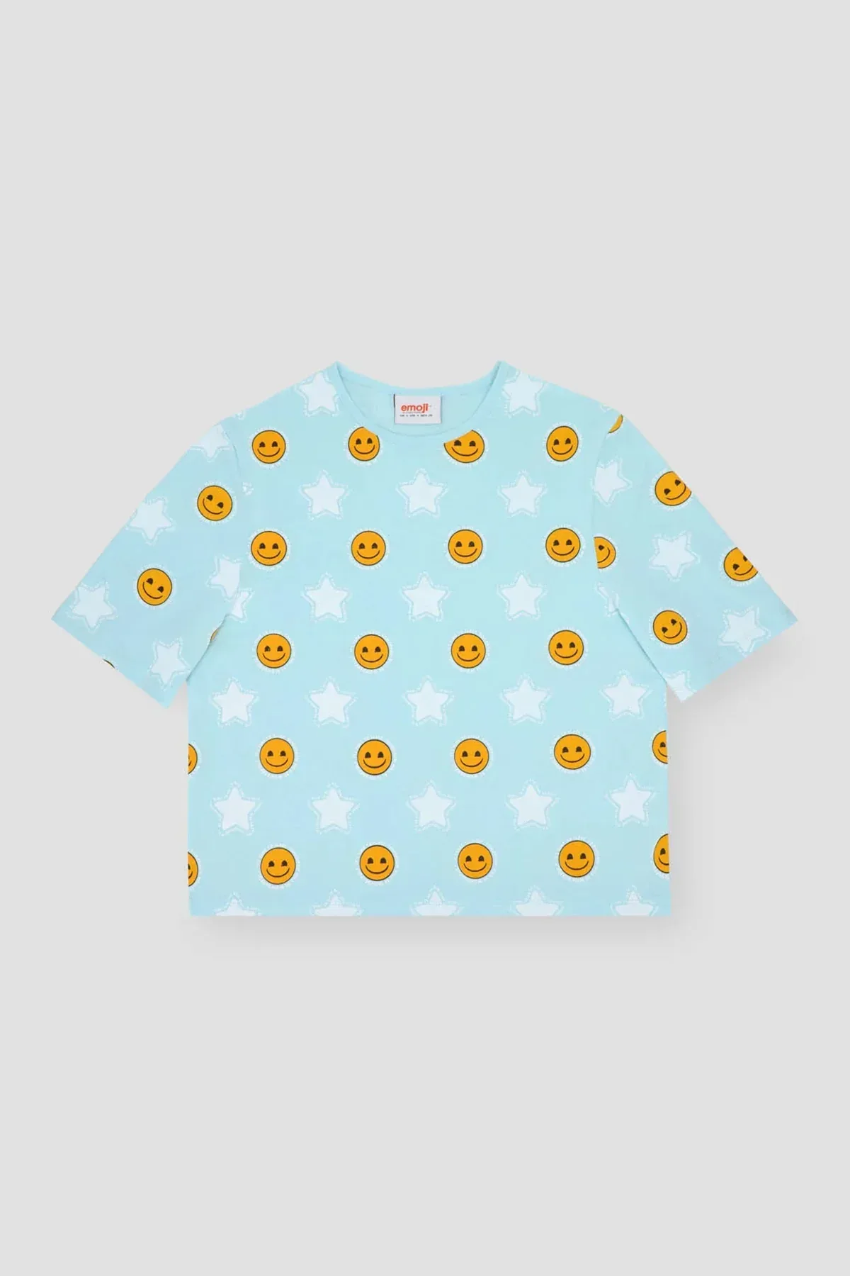 EMOJI T-SHIRT WITH SHORT FOR WOMEN - SKY BLUE - Image 3