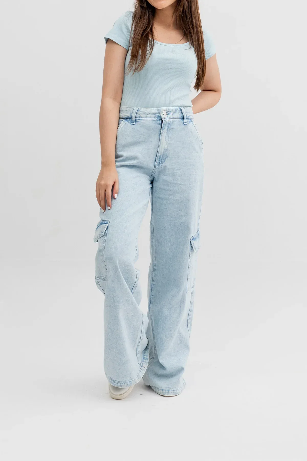 SOLID T-SHIRT FOR WOMEN - SKY BLUE