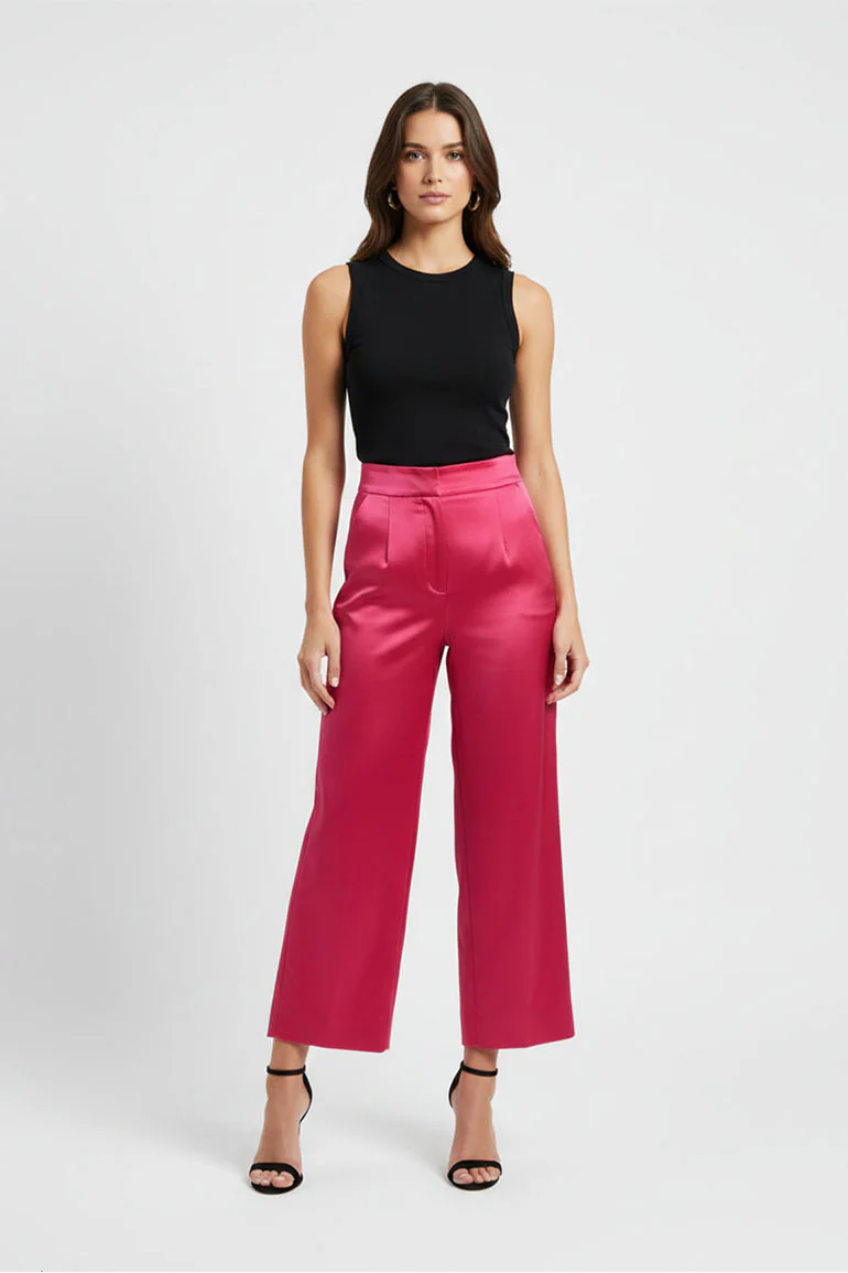 SATIN WIDE LEG TROUSERS FOR WOMEN