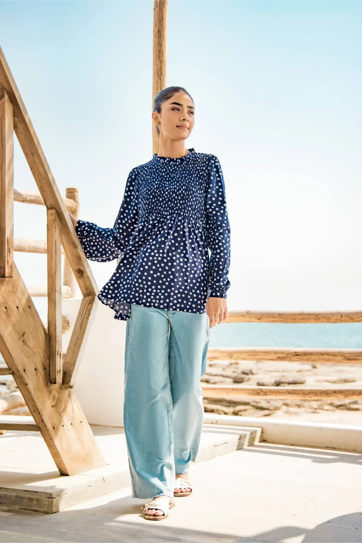PRINTED SHIRT FOR WOMEN - NAVY
