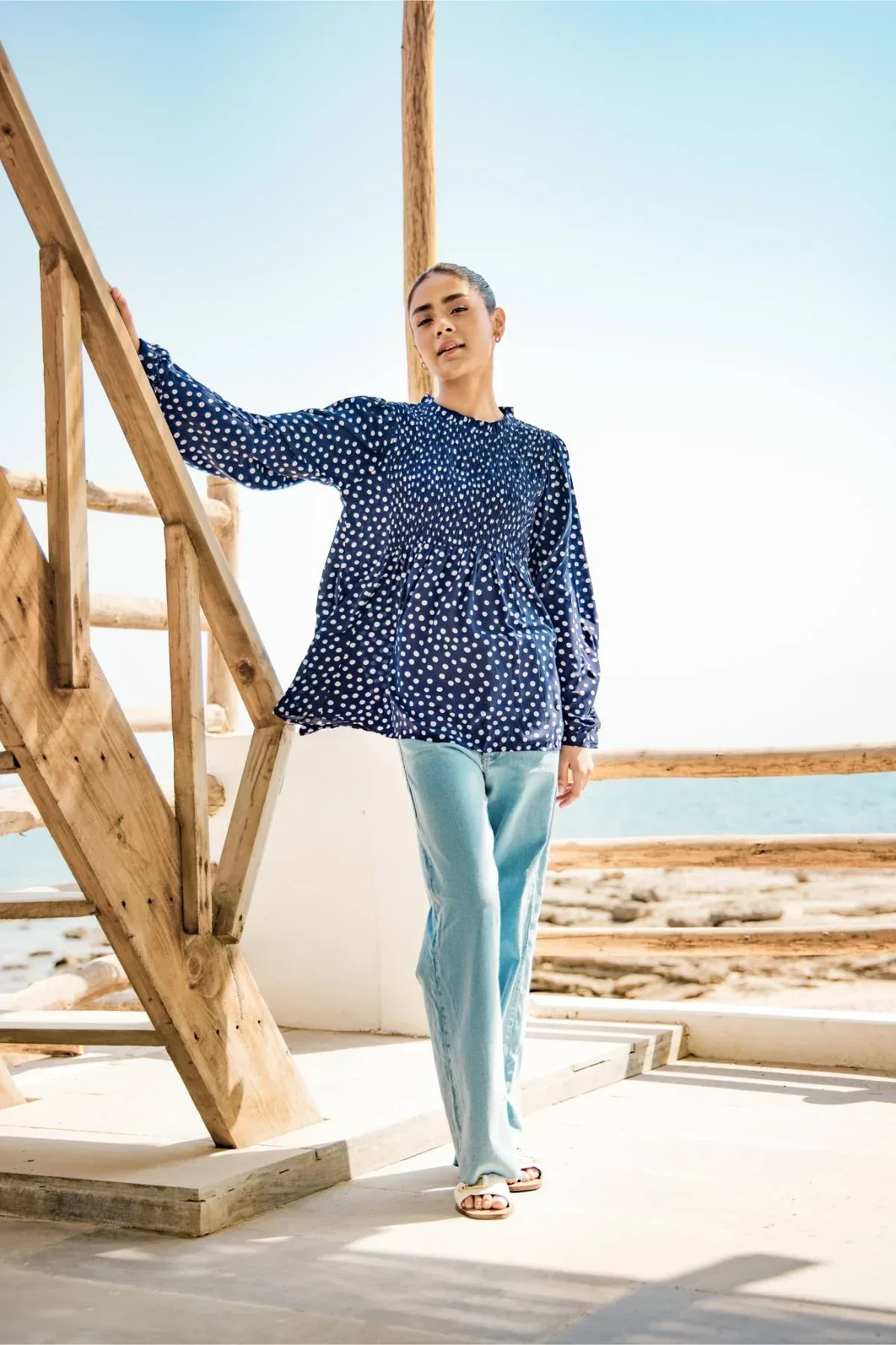 PRINTED SHIRT FOR WOMEN - NAVY - Image 2