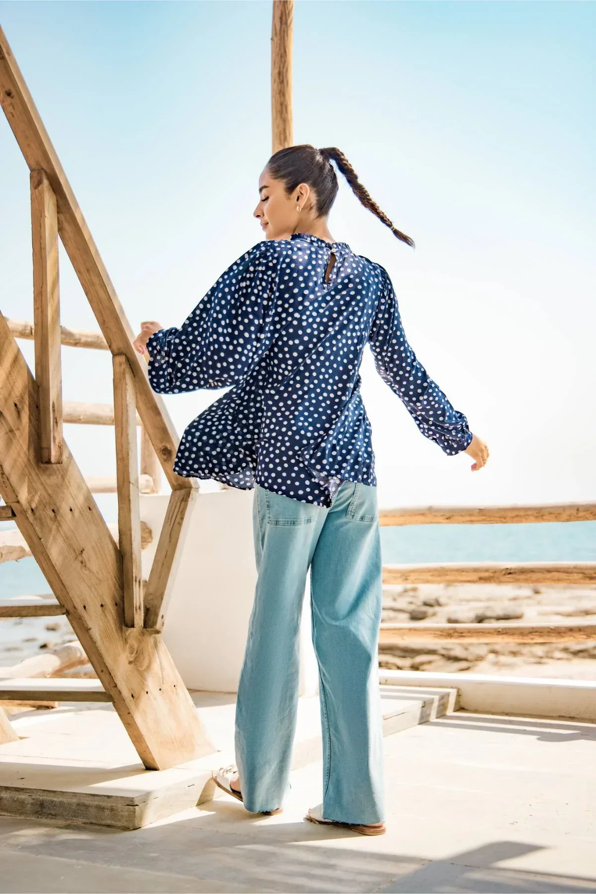 PRINTED SHIRT FOR WOMEN - NAVY - Image 4
