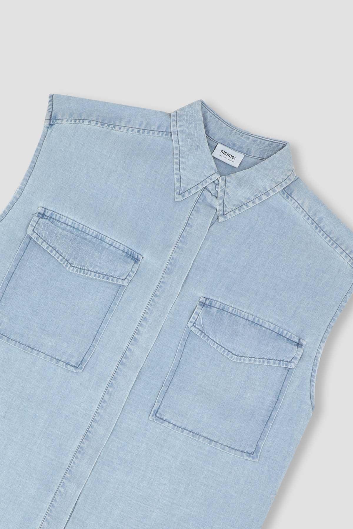 SLEEVELESS DENIM SHIRT FOR WOMEN - Image 2