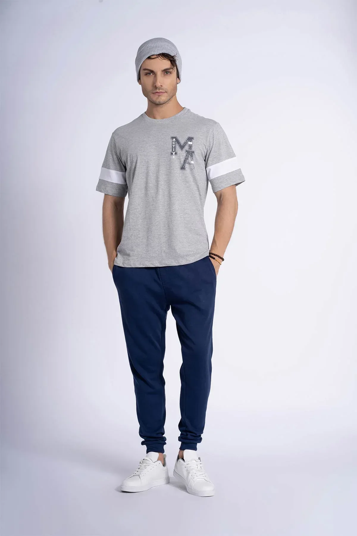 PRINTED T-SHIRT FOR MEN - HEATHER GREY - Image 3