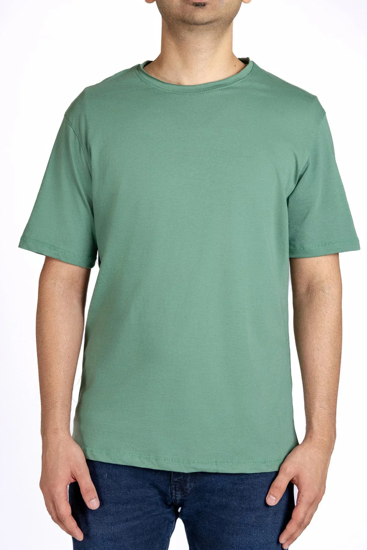 CREW NECK BASIC T-SHIRT FOR MEN - DARK IVY