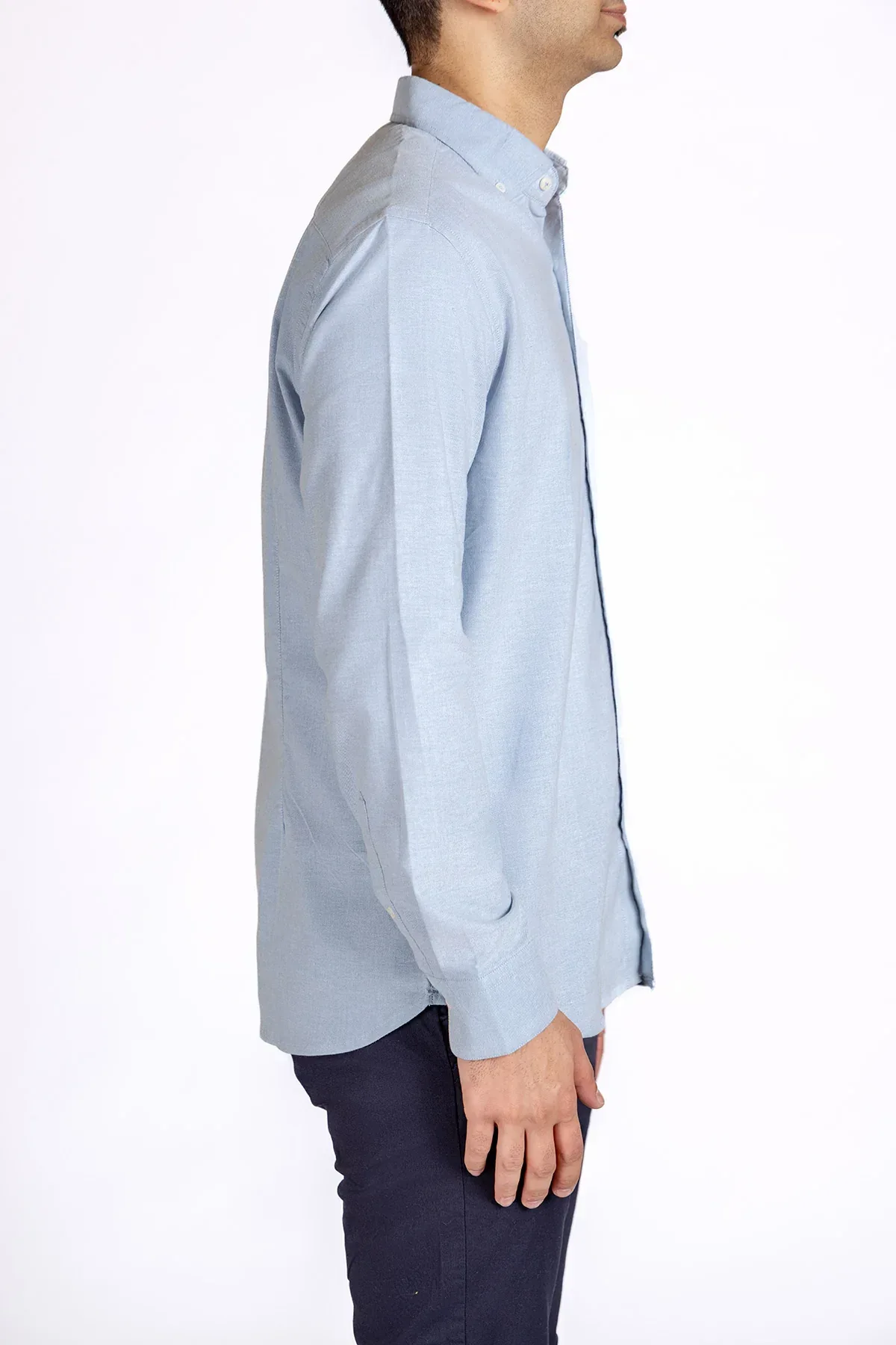 SOLID BUTTON DOWN SHIRT FOR MEN - LIGHT BLUE - Image 3