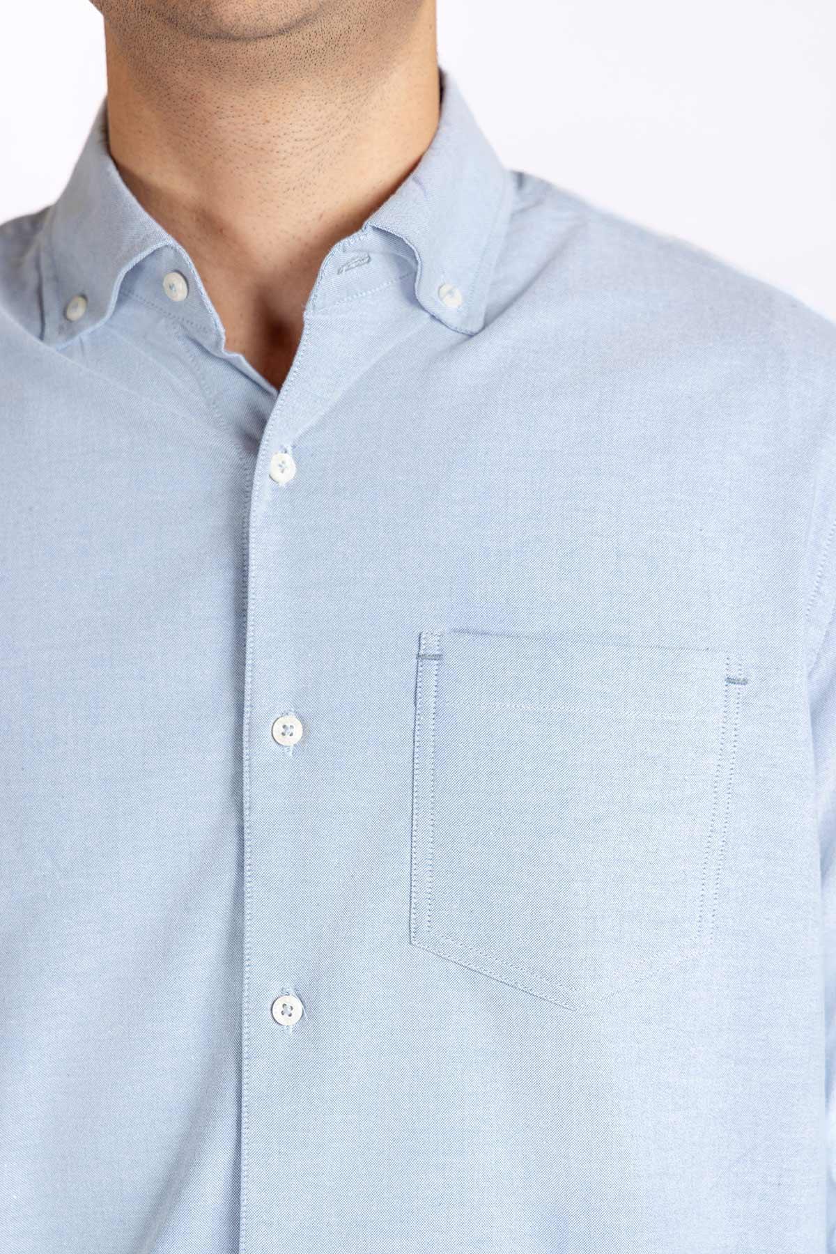 SOLID BUTTON DOWN SHIRT FOR MEN - LIGHT BLUE - Image 4